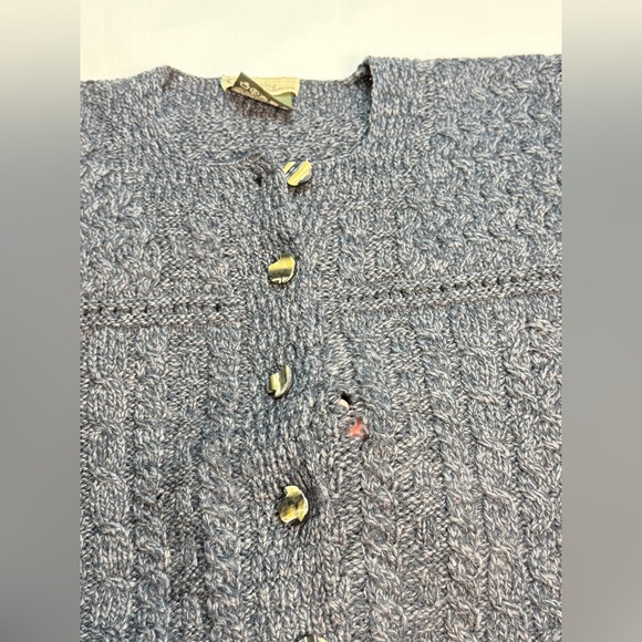 Celtic Clothing 100% Merino Wool Cable Knit Cardigan Made in Ireland Womens M - Picture 11 of 11
